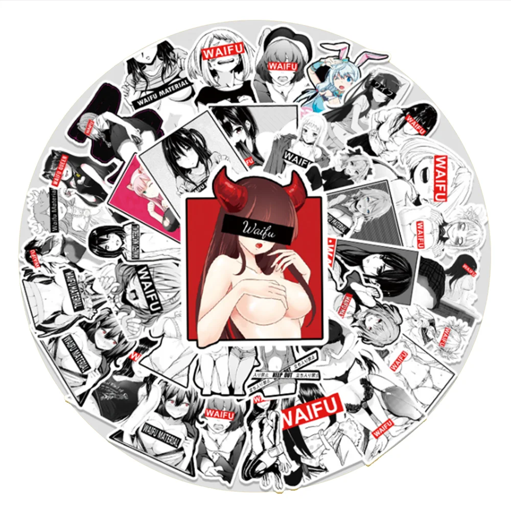 

10/30/50PCS Sexy Exposed Cute Girl Cartoon Character Graffiti Suitcase Hand Account Decoration Sticker Toy Wholesale