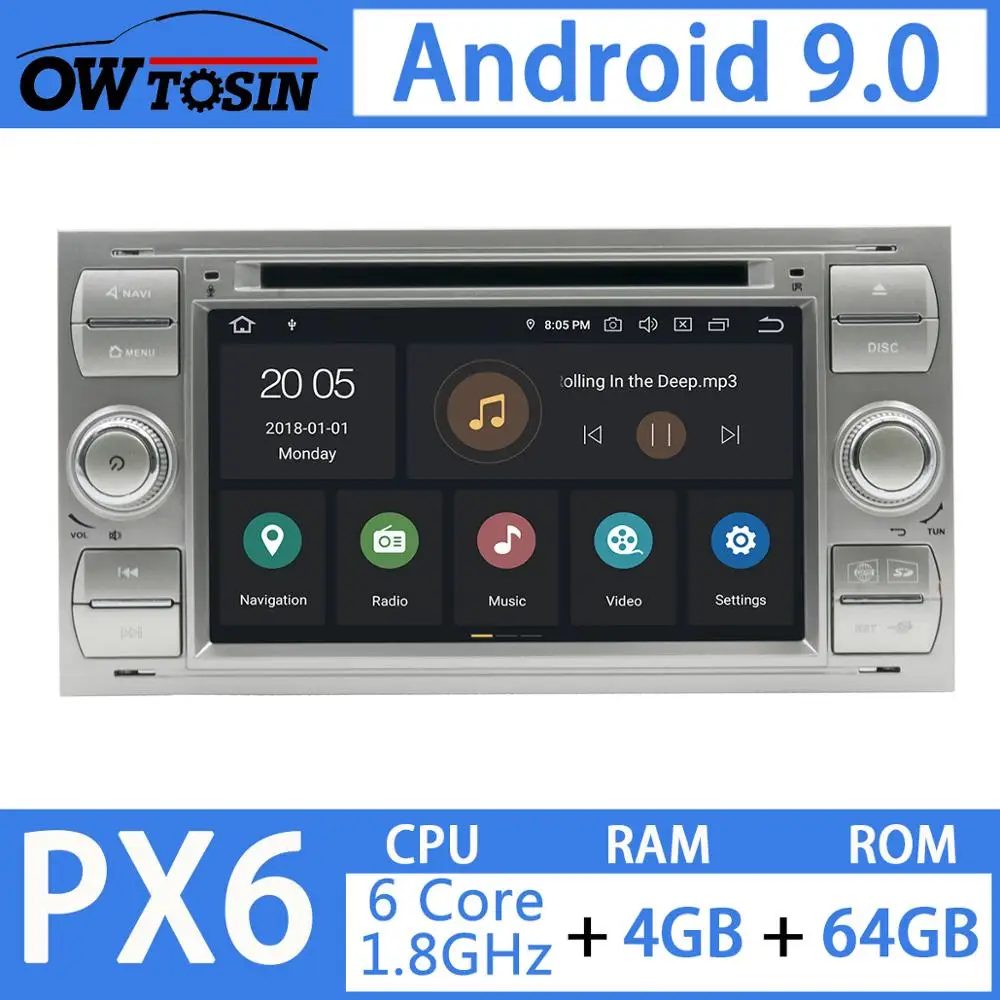 7 &quotPX6 4G + 64G rom Android 9 0 автомобильный dvd-плеер для Ford Focus 2 Mondeo Kuga Galaxy Fusion C S MAX 2004 2005 2006