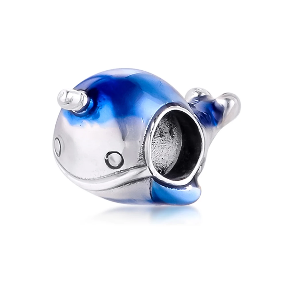 

QANDOCCI Fits Pandora Bracelet Shimmering Narwhal Charm For Jewelry Making Silver 925 Original Bead
