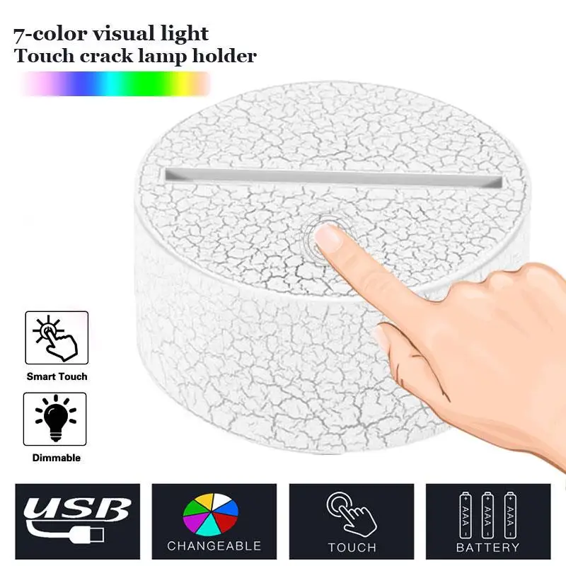 

Light Base Lamp Holder Crack Pattern 3D Home Indoor Lighting Fixture 7 Color LED Luminous Romantic Touch Lamp Bases