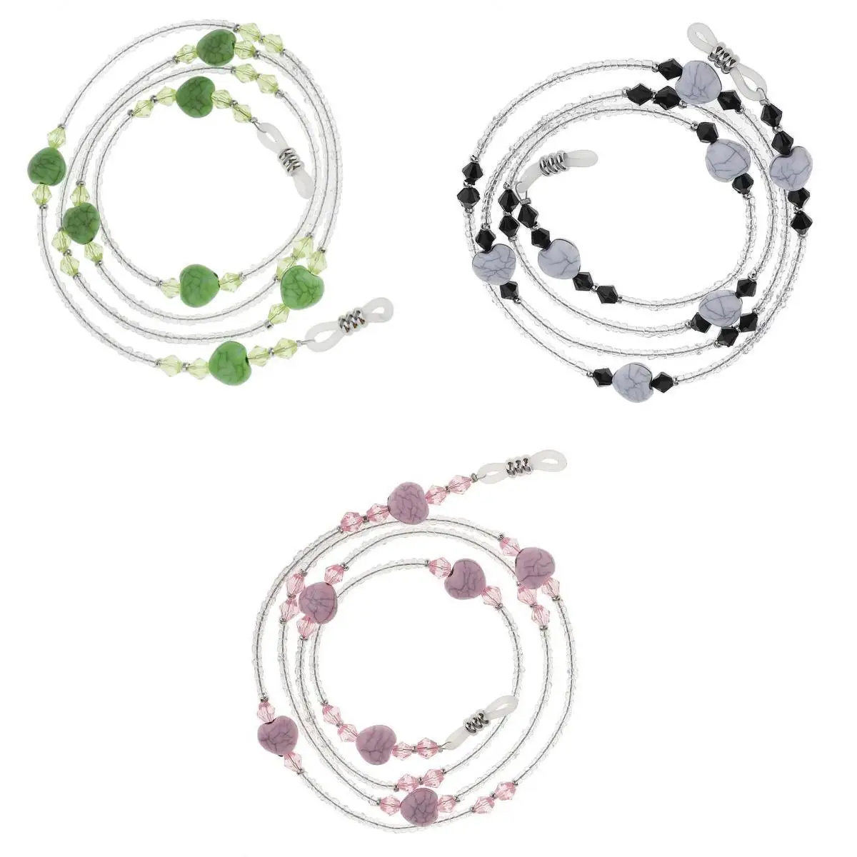 

3xColorful Beads Beaded Eyeglass Chain Sunglass Lanyard Strap Neck Cord