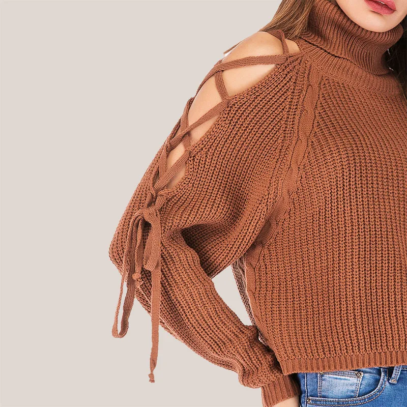 

JIALI 2021 Spring Autumn Sexy Sweater Women Pullover Long Sleeve Turtleneck Slim Ladies Clothing Trendy Off The Shoulder Top