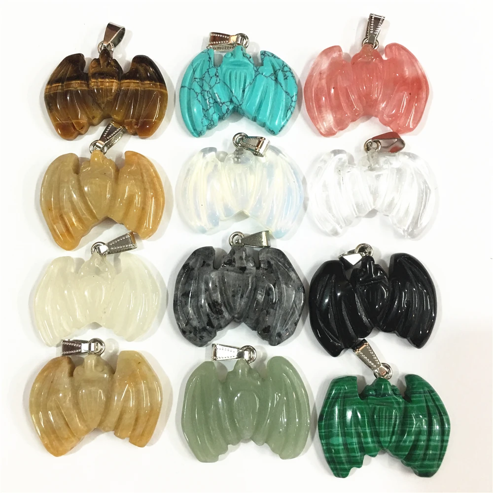 

10Pcs/Lot Free Shipping Hot Super Deal Fashion Mixed Color Natural Opal Stone Pendants Charms bat for Necklace Jewelry Making