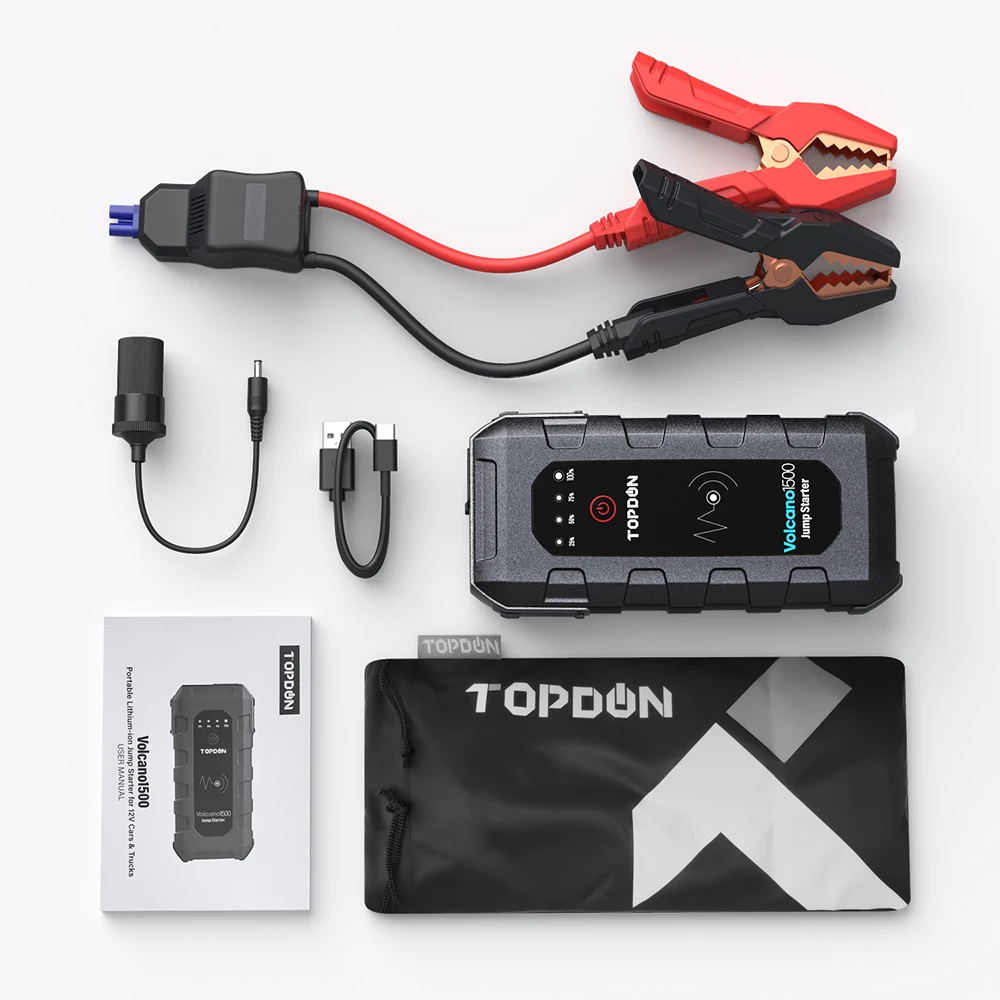 Автомобильный стартер TOPDON 18000mAh V1500A пиковый 12V Портативный аварийный Power Bank