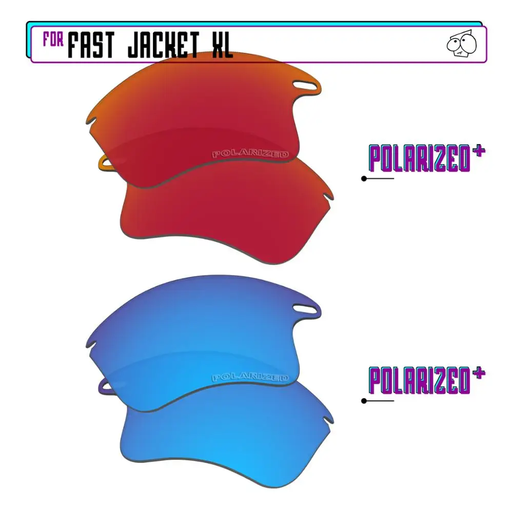 EZReplace Polarized Replacement Lenses for - Oakley Fast Jacket XL Sunglasses - BlueP Plus-RedP Plus