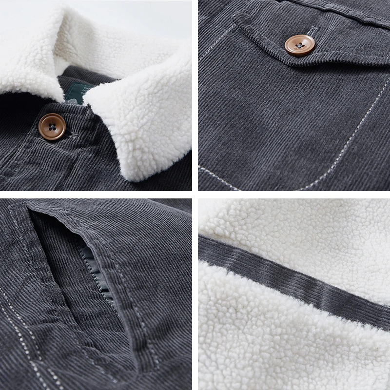 

2020 Brand New Warm Thicken Winter Corduroy Jacket Men Fleece Casual High Quality Windbreaker Men Jacket Coat Large Size M-6XL
