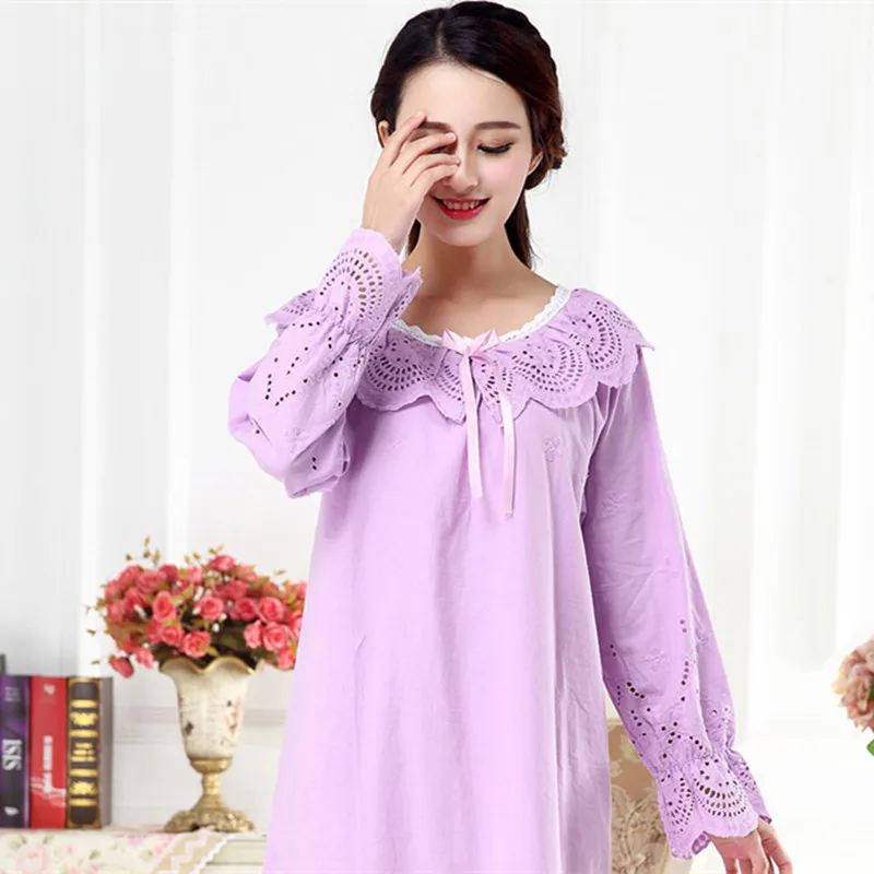 2021Spring and Autumn New Women's Nightdress White Noble Palace Princess Home Service Sleep Tops Sleepwear Women Sexy Nightwear