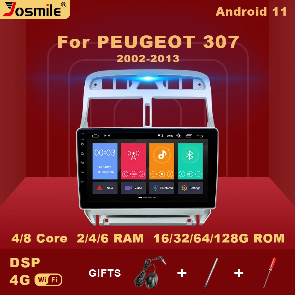 

2 din Android 11 Car Radio For PEUGEOT 307 sw 307 2002-2013 Multimedia Player GPS Navigation Stereo Video Carplay DSP 6GB 128GB