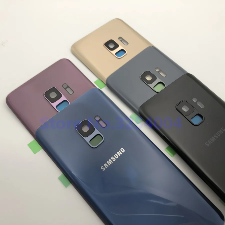 Чехол на заднюю батарейку S9 для samsung Galaxy S9 Plus G960F G965F Задняя стеклянная крышка корпуса+ клей+ рамка для объектива камеры