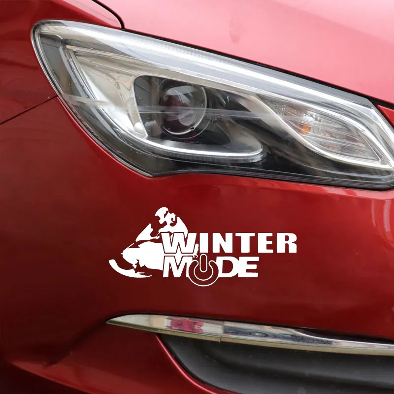 YJZT 18.1CM*7.5CM Snowmobile Decal Winter Mode Creative Car Styling Decoration Decals Cartoon Car Stickers C31-0516