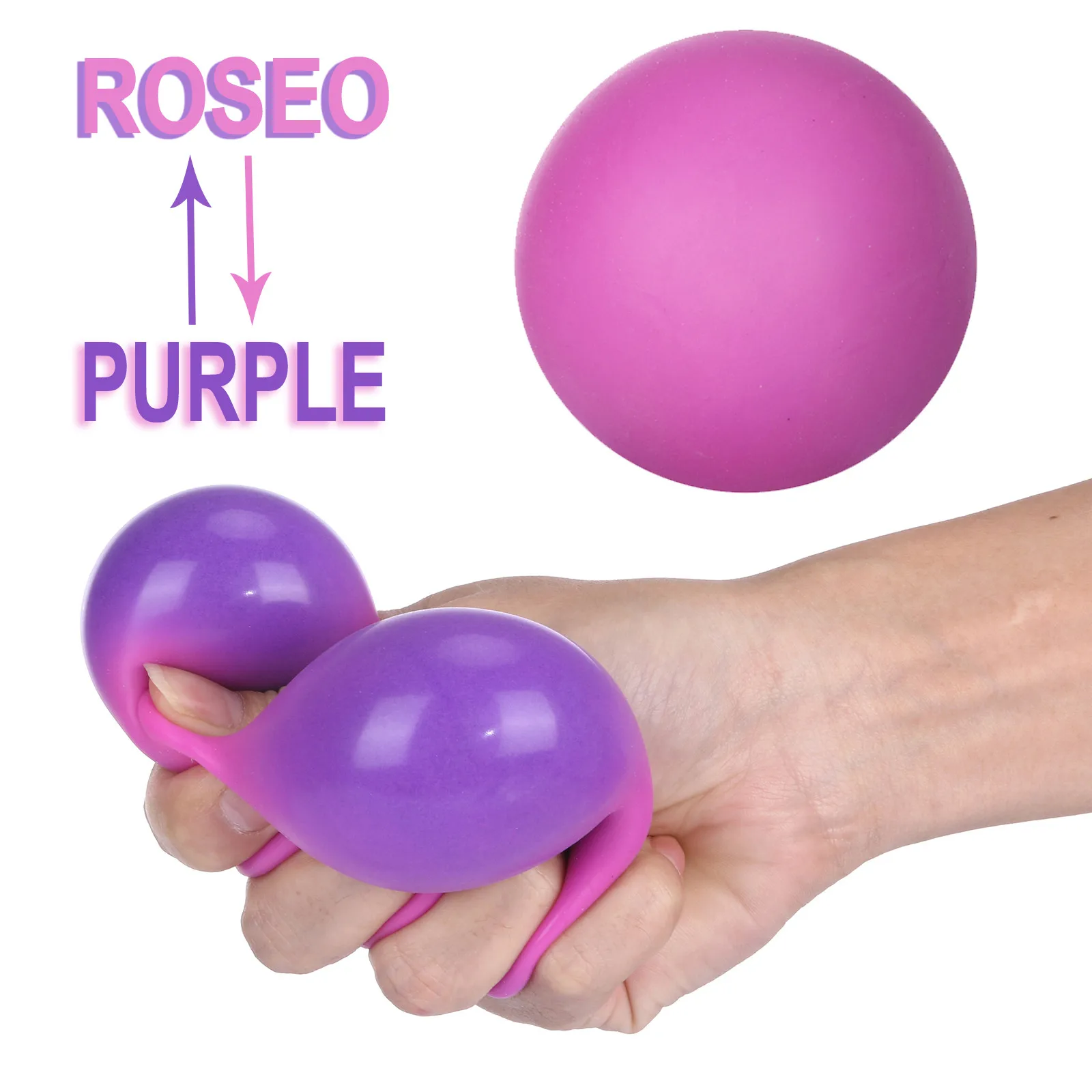 Pelota para apretar antiestr&eacute;s para ni&ntilde;os y adultos, juguete antiestr&eacute;s que cambia de color-2