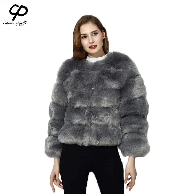 CP Brand Short Fur Coat Winter Fashion Women Faux Fox Coats Furry Cute Woman Fake Jacket Plus Size | Женская одежда