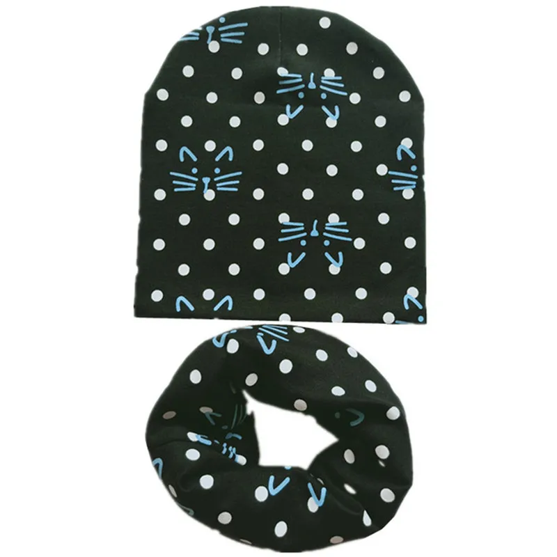 2 шт./компл. детская хлопковая шапка шарф весенне осенние детские шапки шарфы