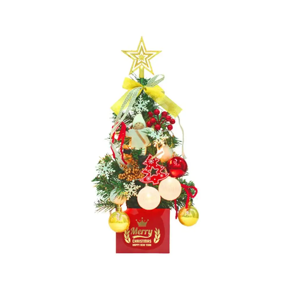 

Tabletop Mini Christmas Tree With LED Lights And Hangings Ornaments DIY Christmas Decoration Christmas Gifts For Party Decor
