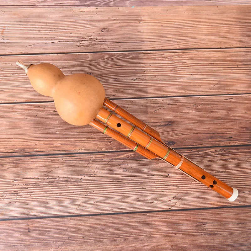 Китайская ручная работа Hulusi коричневая бамбуковая Тыква Cucurbit Flute этнический C