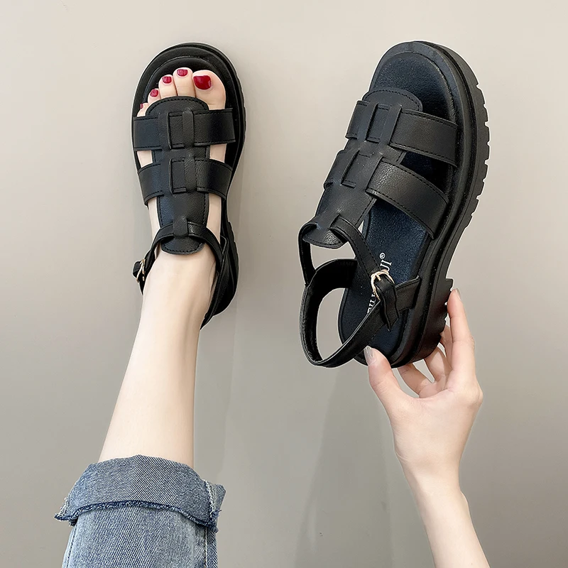 

Clear Heels Retro Woman Shoes Female Sandal Muffins shoe Clogs Wedge Med 2021 Summer Buckle Strap Breathable Espadrilles Platfor