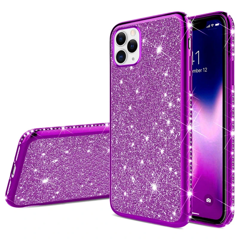 Роскошный силиконовый чехол со стразами для iPhone 11 Pro max XR XS MAX X чехлы iphone 6 6s 7 8 plus