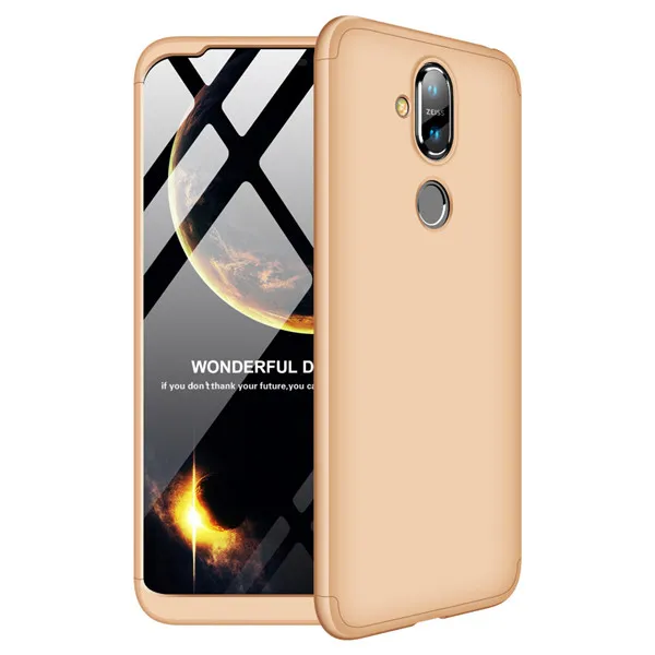 gold 3 в 1 360 Жесткий Роскошный чехол для Nokia 7 6,1 Plus противоударный матовый пластиковый закаленное стекло Полный Чехол для Nokia 8,1 X6 X7 - Цвет: gold