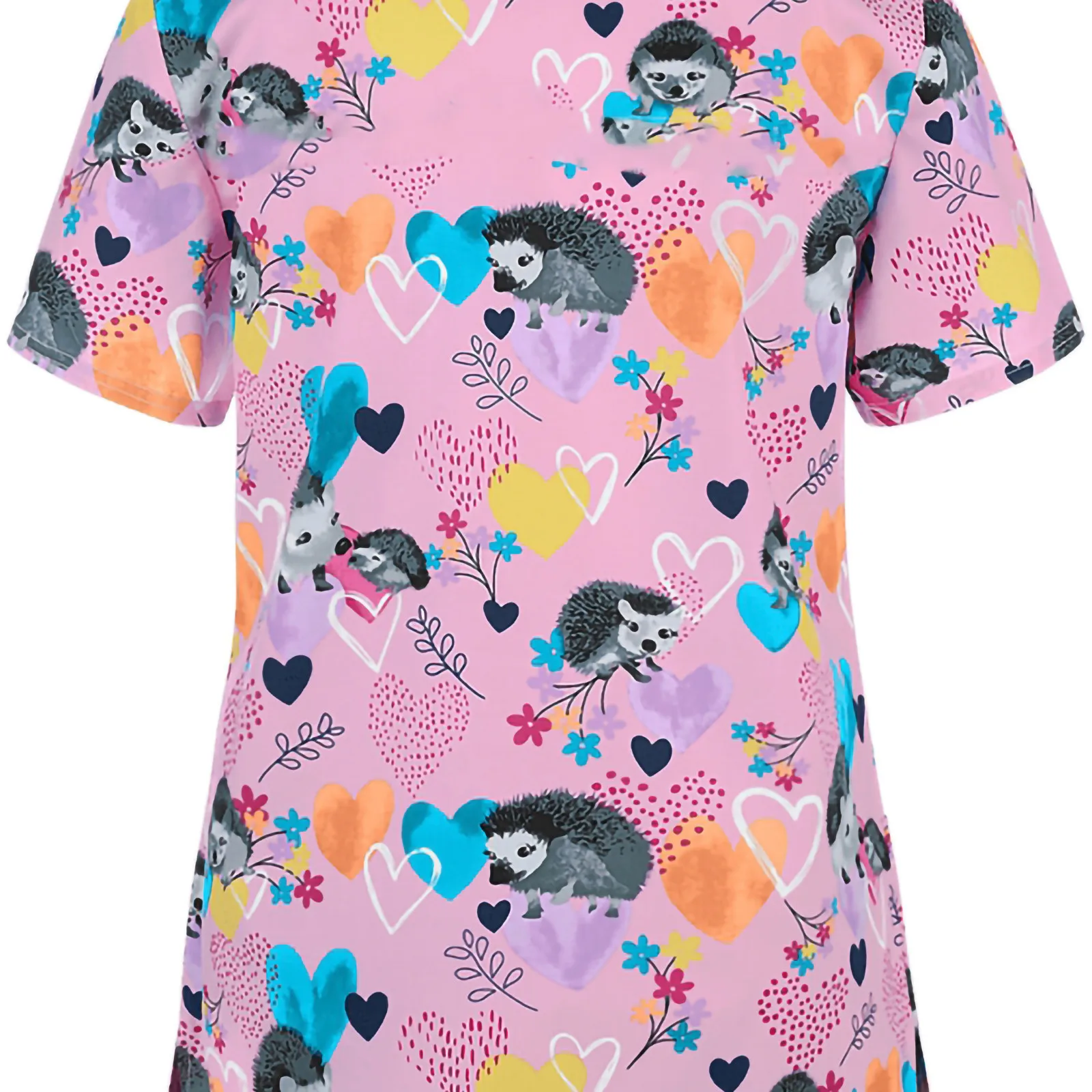 

Uniform Nurse Women Short Sleeve V-Neck Tops Working Uniform Cartoon Print Blouse Clinical Uniforms Woman Protective Clothing
