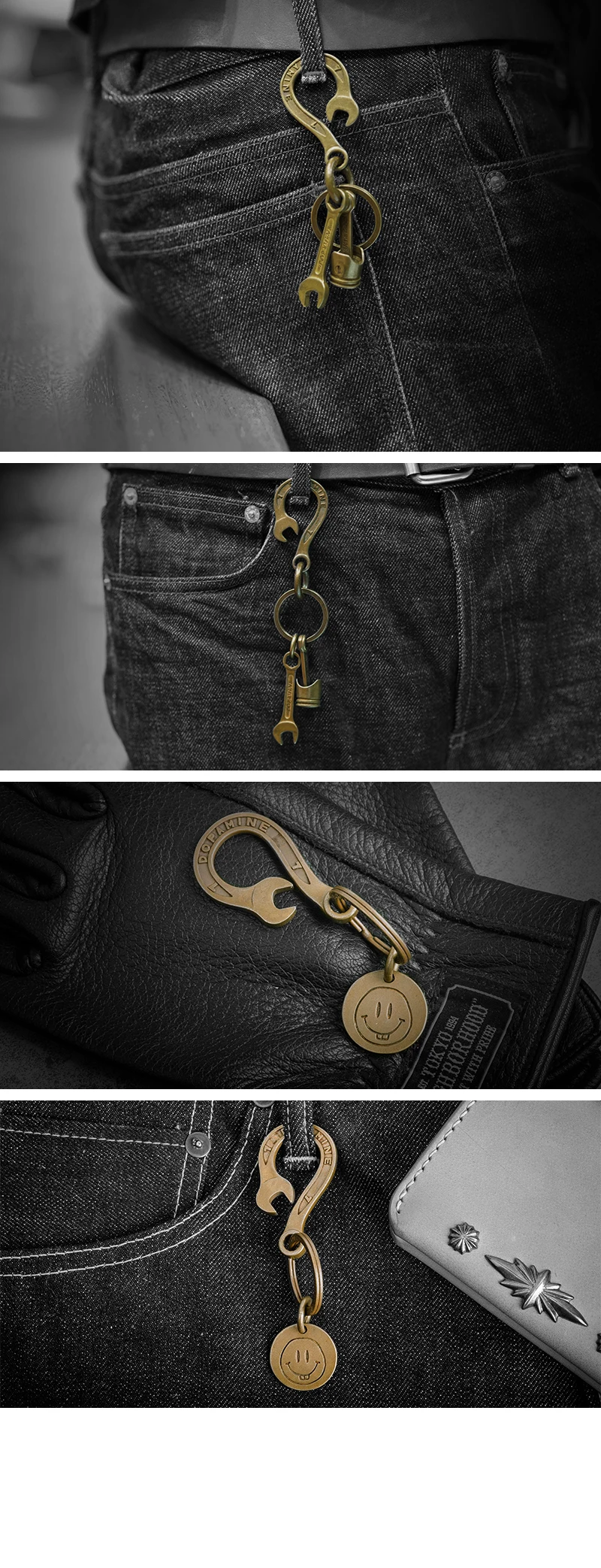Coppertist. wu латунный ключ декоративный узор карабин гаечный ключ застежки коготь крюк брелок кулон-брелок для автомобиля