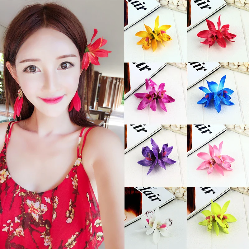 

New Fashion Women Bohemia Flower Barrette Beach Hair Accessories Headwear Wedding Bridal Hairpin Holiday Hair Clip Summer Orchid