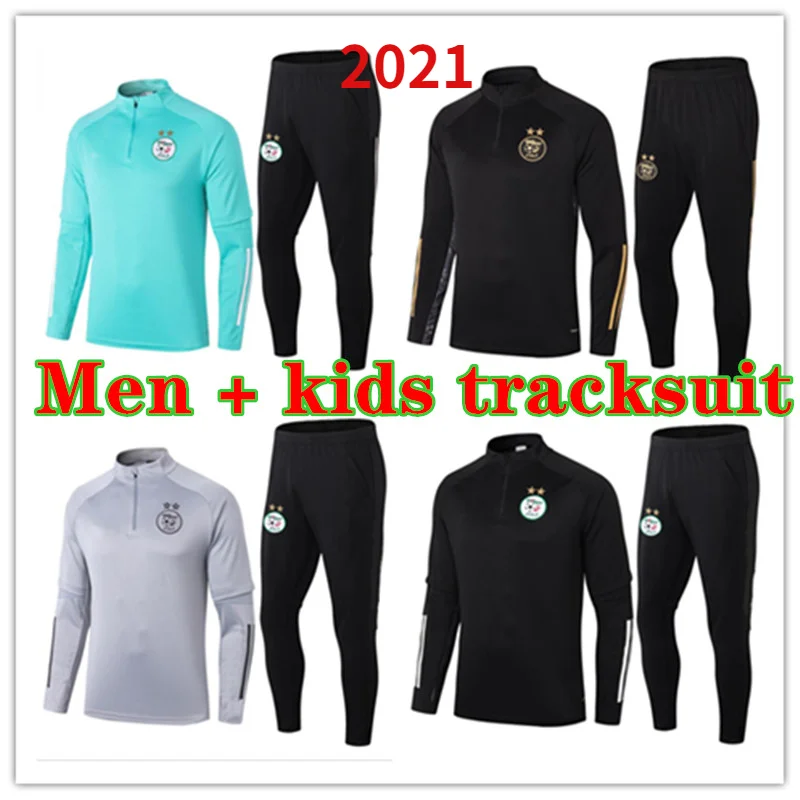 

2021 Algeria Tracksuit Men + Kids Football Survetement 20 21 Algerie Soccer Training Suit Jogging Set