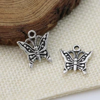 10pcs butterfly charms antique silver plated pendants for jewelry making bracelet diy handmade craft 16x16mm