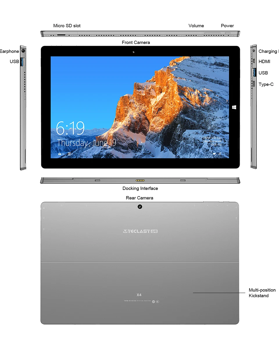 Teclast X4 11," 2 в 1 планшет 1920x1080 ОС Windows 10 8 ГБ ОЗУ 256 ГБ SSD планшеты ПК Intel Gemini Lake N4100 ноутбук с двойной камерой