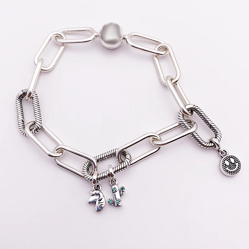 Экшн-камера XIAOYI 925 пробы серебро 1:1 pandoras мне ссылку с изображением луны и звезд, бриллиант белая любовь браслет Простой браслет, подарок девушке
