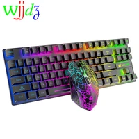 computer wireless game keyboard and mouse set 2 4ghz led wireless rechargeable colorful backlight 2400 dpi keyboard mouse kit