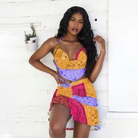 ueteey bandana two piece set women vacation outfits festival summer clothes halter crop and ruched mini skirt suit sexy club