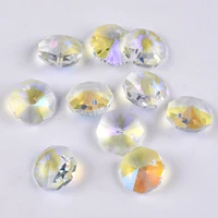 10pcs 14mm octagon clear colorized prism faceted crystal glass single hole pendant loose beads for jewelry making diy earrings