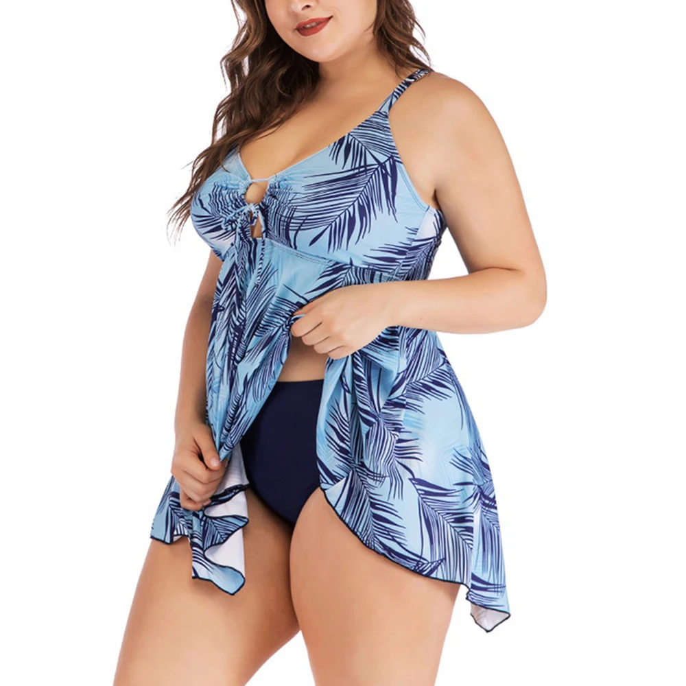 Комплект бикини из двух предметов юбка плюс размер 5XL толстый купальник с принтом