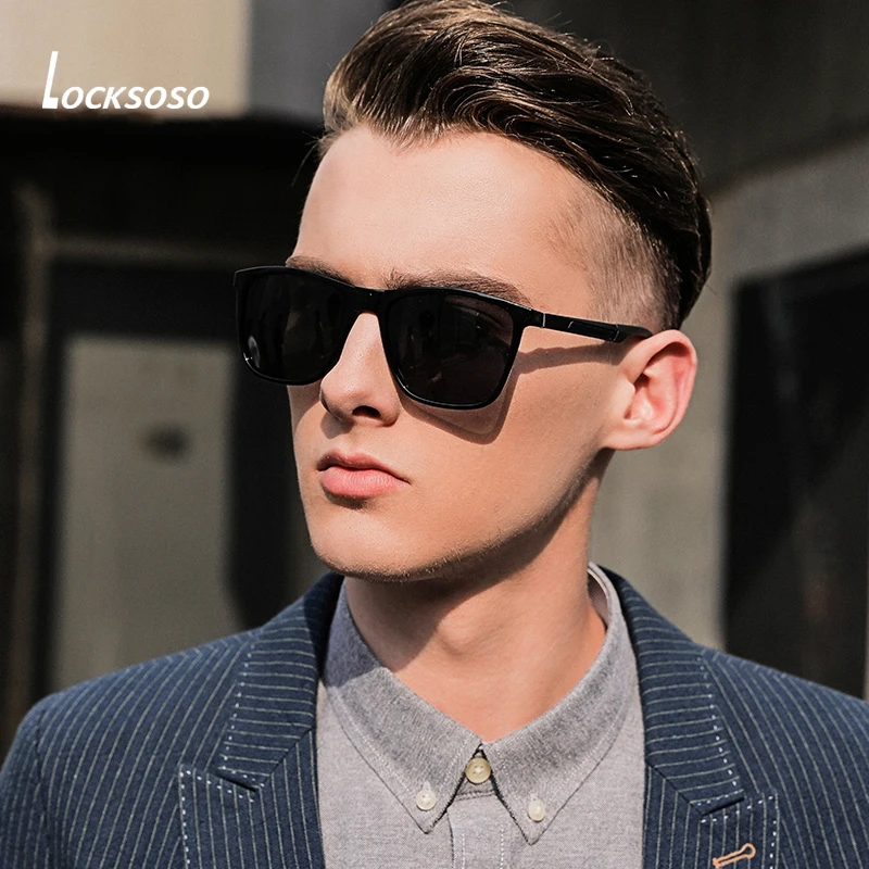 

LOCKSOSO Sunglasses Men 2020 Polarized Brand Designer Summer Driving Uv400 Shades For Man High Quality Square Sun Glasses Black