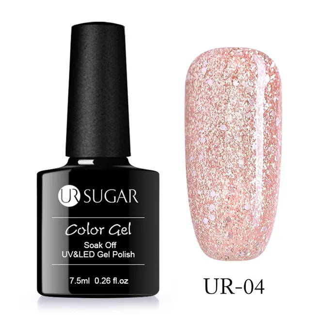 Ur Sugar 7,5 мл голографический Блестящий Гель-лак для ногтей Блестящий УФ-гель лак Радужный лазер отмачиваемый УФ гель для ногтей - Цвет: Rose Gold 4