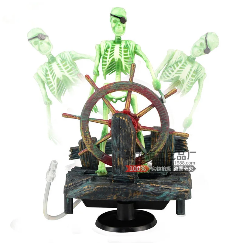 

Artificial Pneumatic Fish Tank Decorations Fishtank Landscaping Ornaments Connected To Oxygen Pirate Skull Captain Decoration
