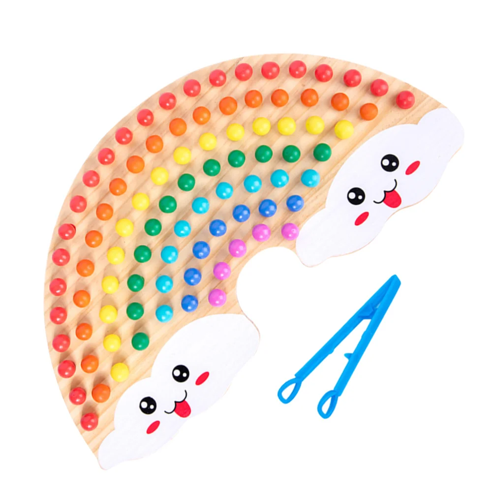 

1 Set Wooden Rainbow Bead Board Game Premium Durable Rainbow Board Game
