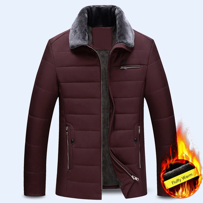 Для мужчин толстый искусственный меховой воротник Флисовая Куртка парка мужская