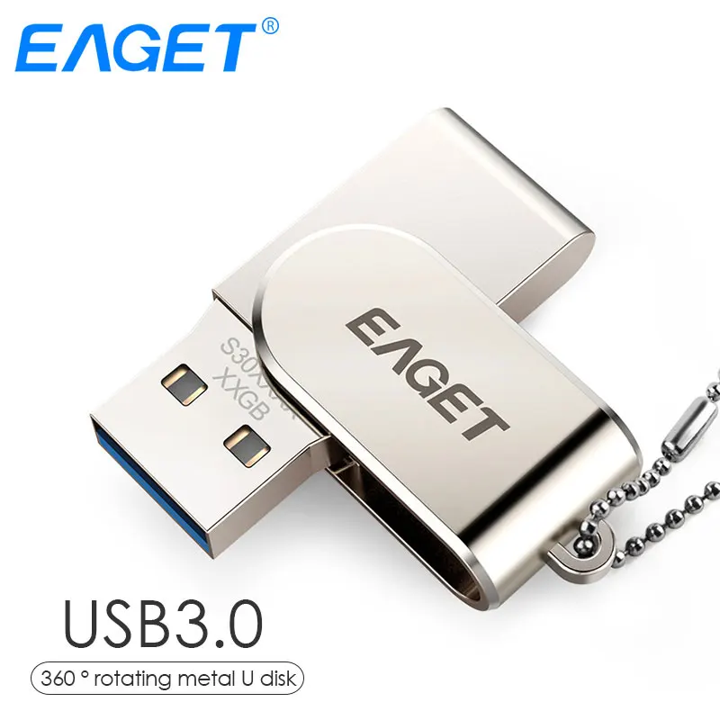 EAGET USB флэш-накопитель, 32 ГБ металлическая Флэшка высокоскоростная USB 3. 0 карта памяти 64 ГБ флеш-накопитель реальная емкость - Цвет: Серебристый