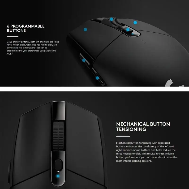 Оригинальная Беспроводная игровая мышь logitech G304 LIGHTSPEED 12000 dpi Регулируемая 2,4 GHz USB компьютерная геймерская 6 программируемых кнопок