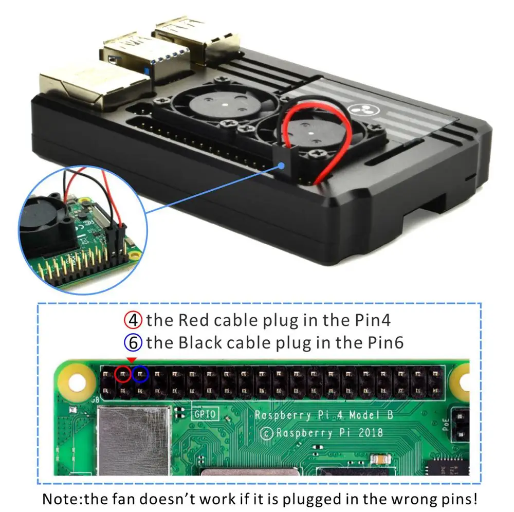 Алюминиевый Чехол для Raspberry Pi 4 с двойным умным вентилятором контроля температуры