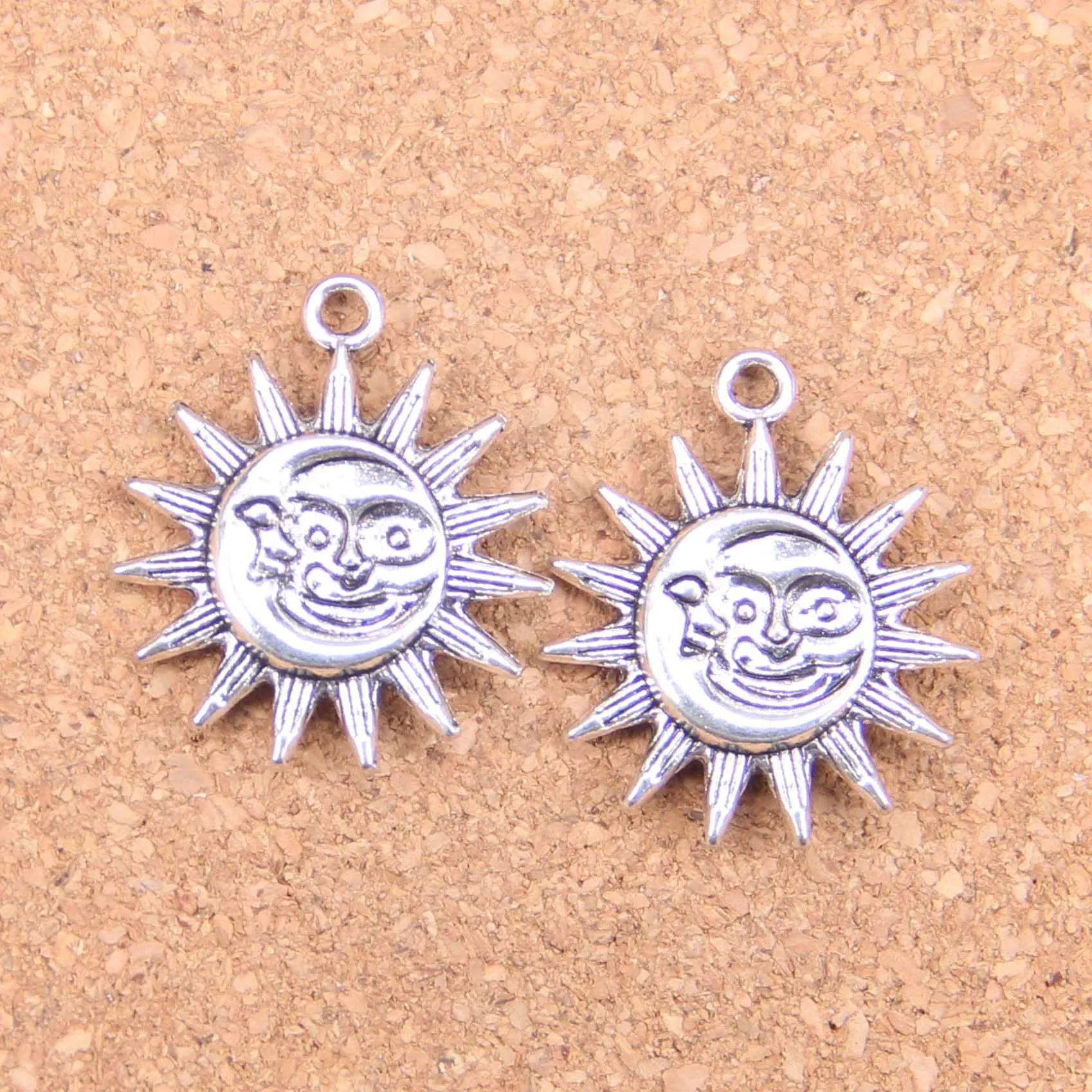 6 шт. Подвески двойными бортами sun moon 28x25 мм старинные подвески Винтаж ювелирные