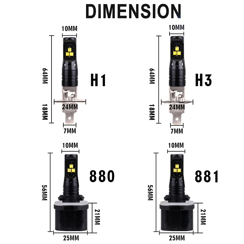 H3 881 H27 SMD светодиодные противотуманные фары светильник s дальнего света задние