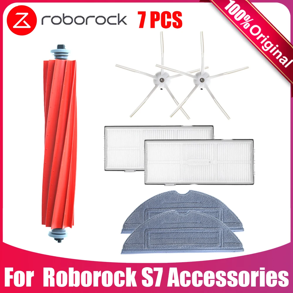 

HOT！7PCS XiaoMi Roborock S7 / T7S / T7S Plus Original Accessory Detachable Main and Side Brush, Filter Element, Mop Cloth