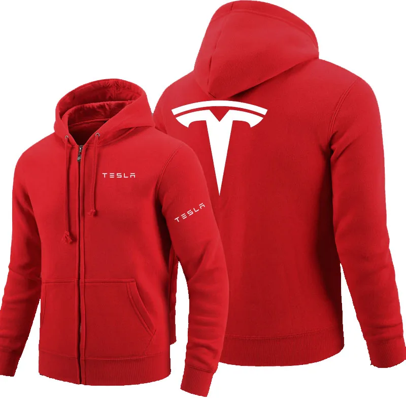 Осень зима толстовка с капюшоном Tesla на молнии куртка пальто застежкой молнией
