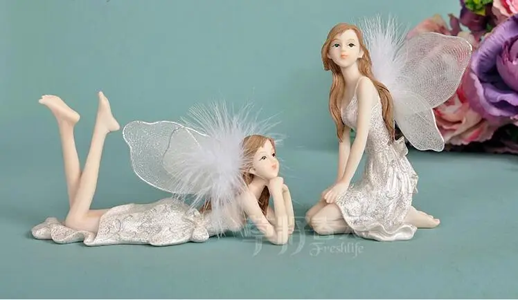 

European style Flower Angel Fairy ornaments Miniature desktop craft landscape DIY cake ornaments home garden decoration a1155