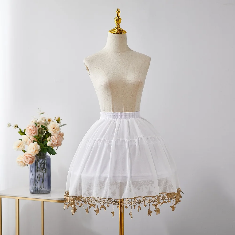 

New Dream Lolita Fish Bone Petticoat Bustle Star And Moon Violence Daily Chiffon Adjustable Skirt Elegant Sweet Dress Support