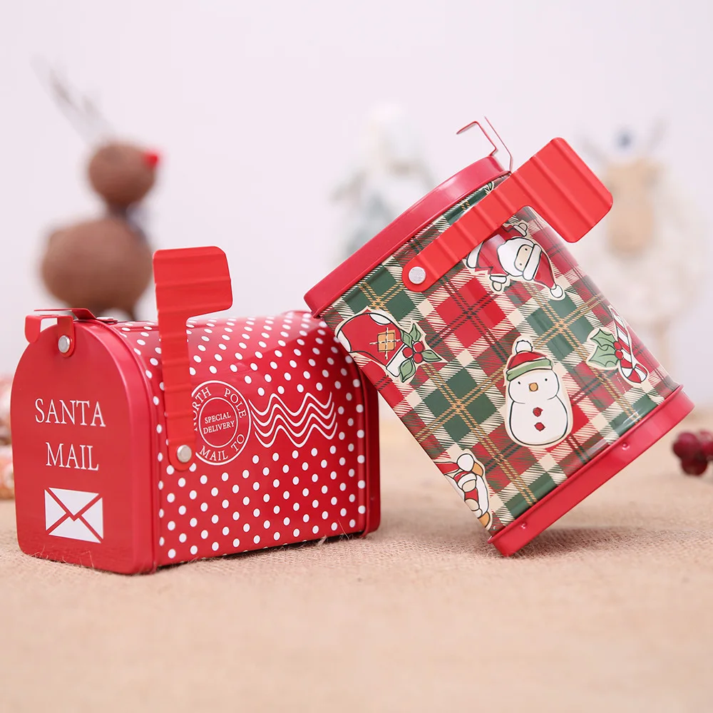 

1pcs Mailbox Shaped Christmas Storage Tins for Candy Cookies Containers Empty Candy Box for Christmas Stocking Stuffer Gifts