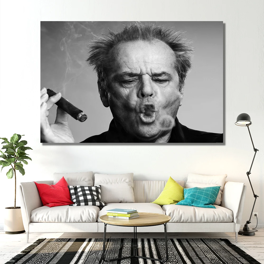 Плакат для сигар Jack Nicholson рисунок на стену черно белая Картина холсте гостиной