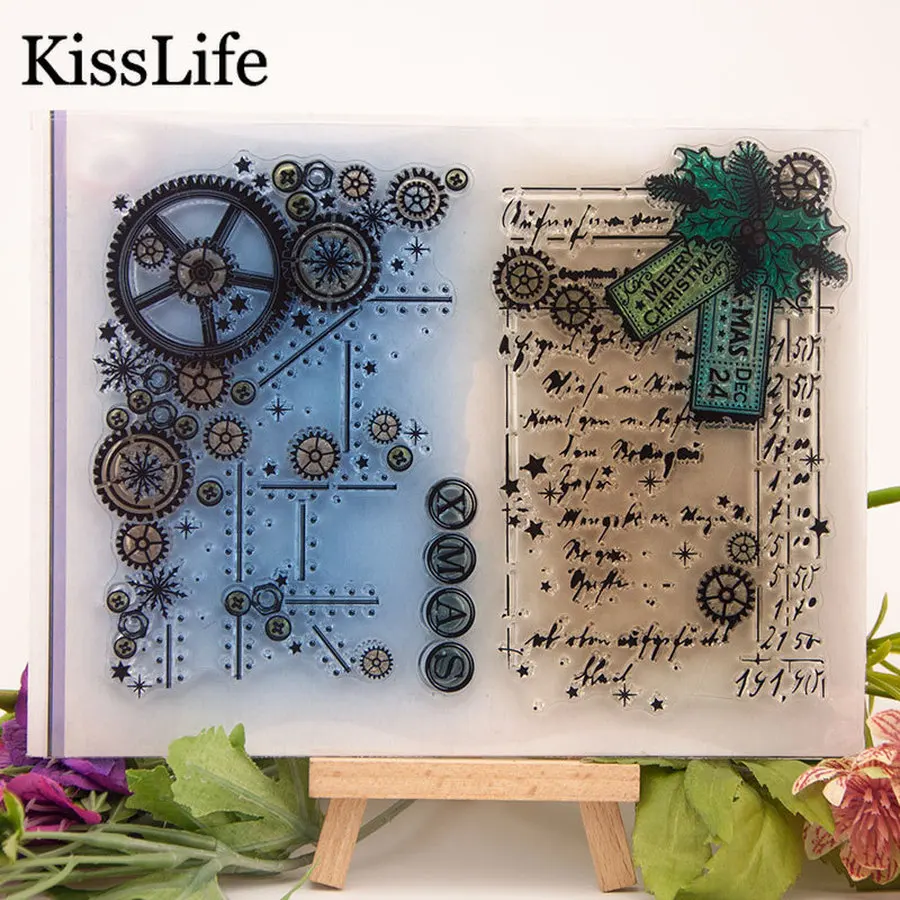 1 лист винтажная Экипировка фон Звезда линия прозрачные резиновые штампы для